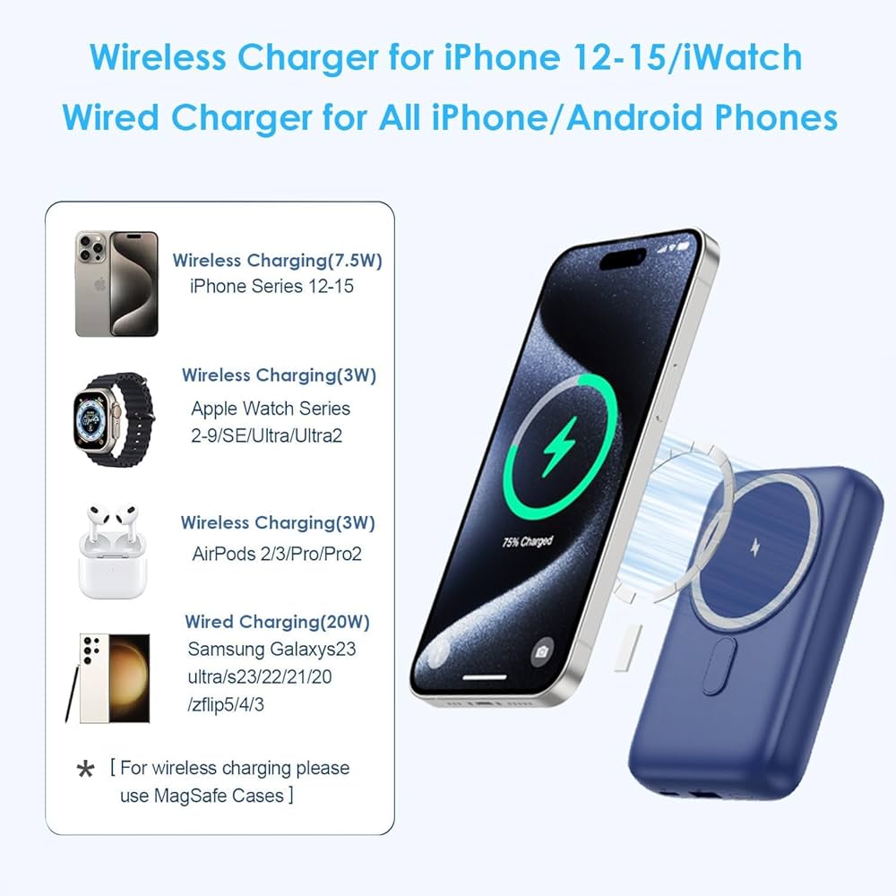 スマホアクセサリー Magnetic Powerbank and Magnetic Case Amazon.com: for Magsafe Portable Charger, 12000mAh Wireless